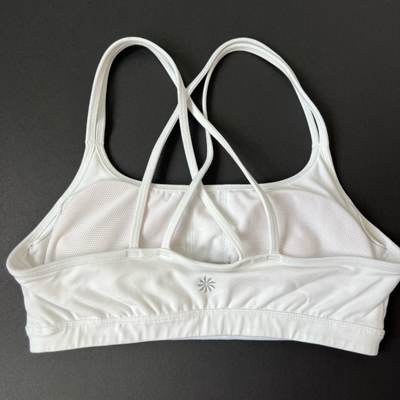 Athleta size medium white double strap, sports bra with removable cups EUC - Picture 3 of 6